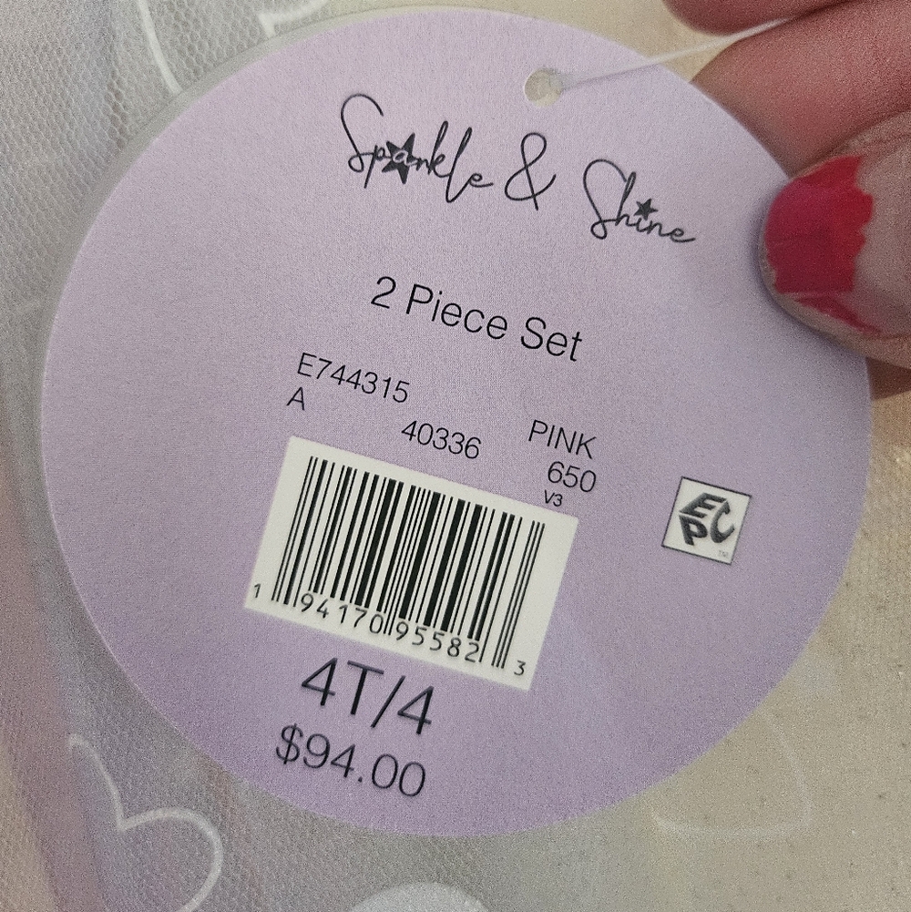 NWT Sparkle & Shine Girls Smiley Face Mesh Dress Metallic Moto Jacket Set, 4T - Picture 15 of 16
